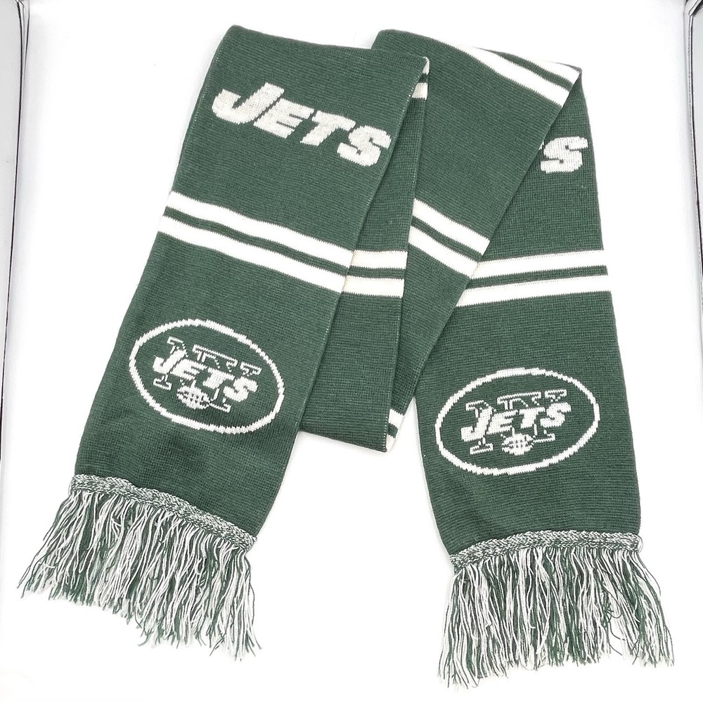 New‎ York Jets Forever Collectibles Knit Fringe Scarf Green White NFL Licensed